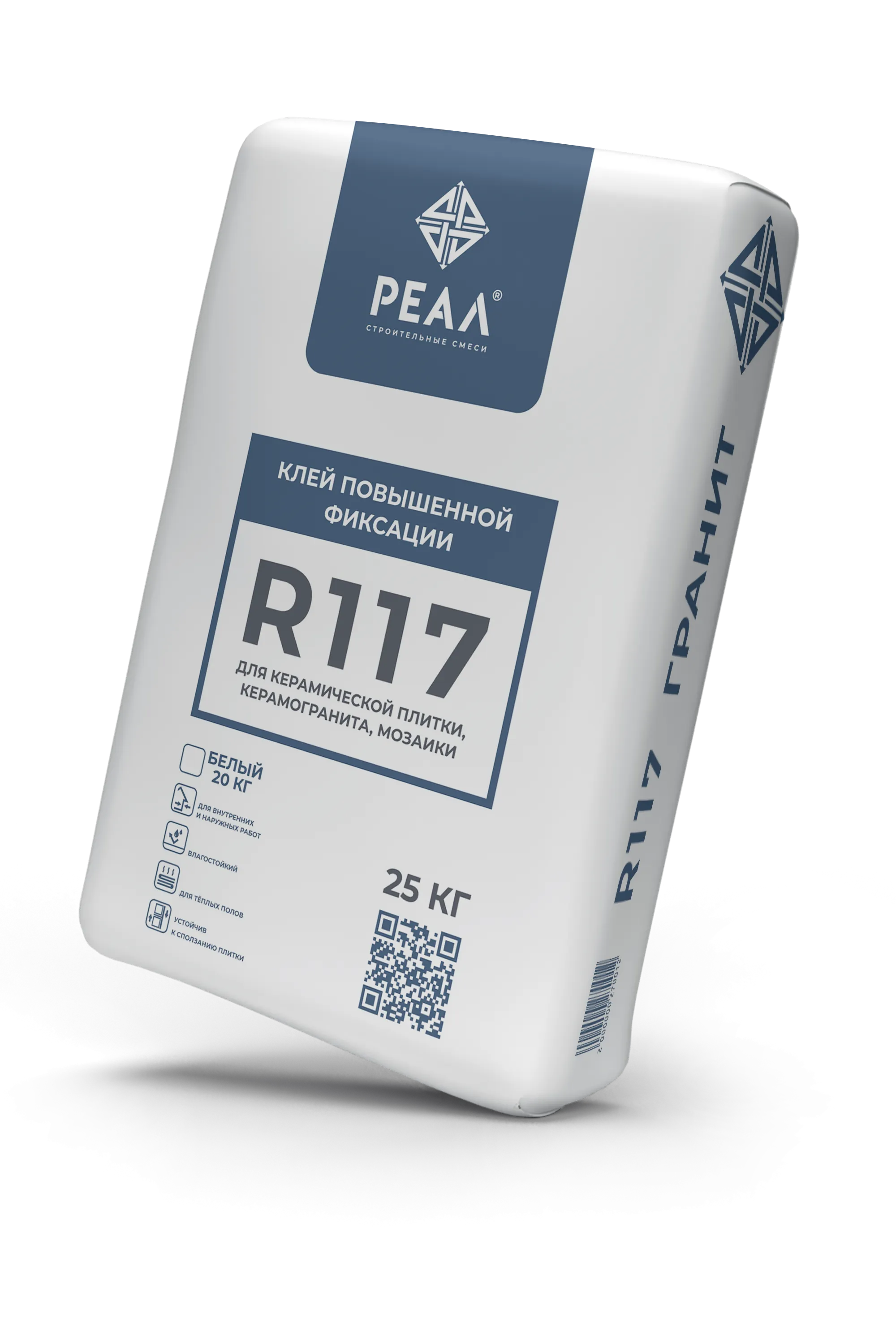 Реал R117 клей для керамогранита, керамической плитки, мозаики и терракоты GRANIT (на основе серого цемента)